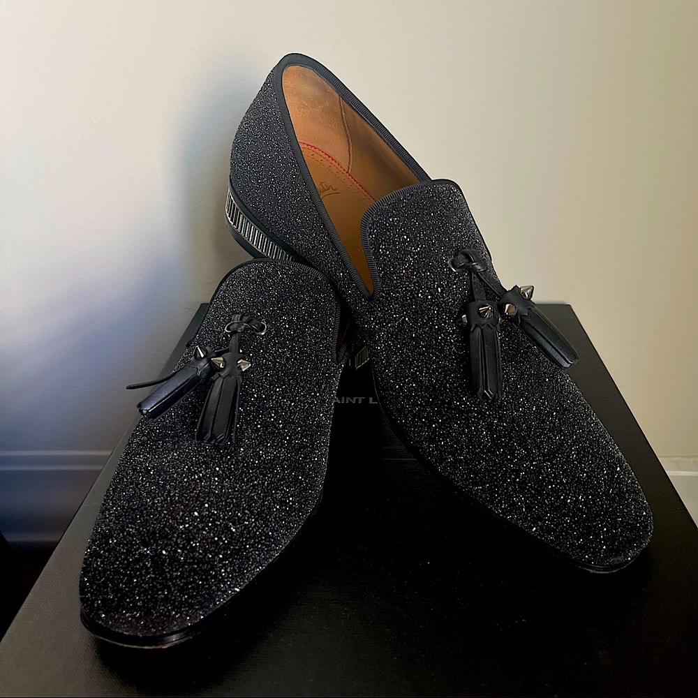 CHRISTIAN LOUBOUTIN
Colonnaki glittered leather loafers, Used , size 39.5